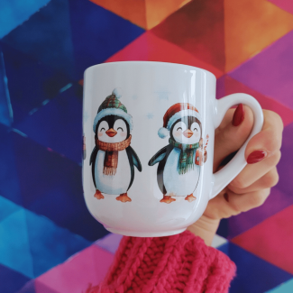 Kubek ceramiczny 290 ml świąteczny PINGWINKI na święta