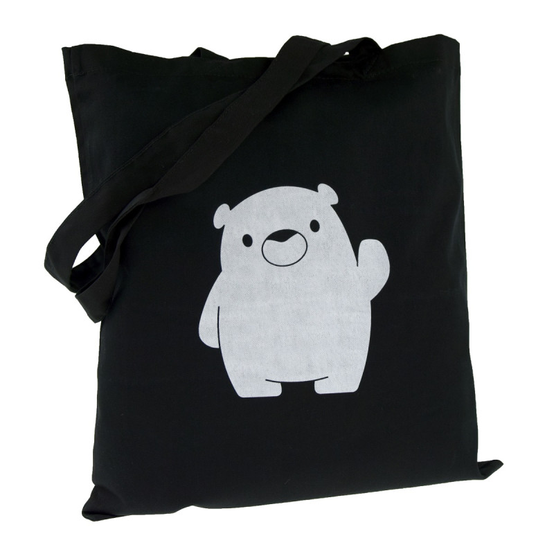 Torba bawełniana czarna 220g z nadrukiem BIAŁY MIŚ