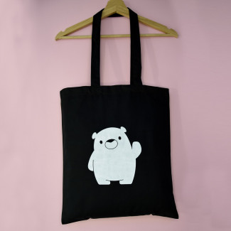 Torba bawełniana czarna 220g z nadrukiem BIAŁY MIŚ