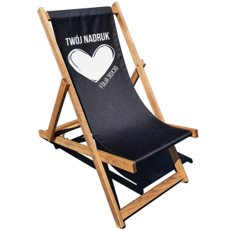 Leżak Drewniany PREMIUM czarny z nadrukiem z foli