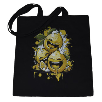 Torba bawełniana czarna 220g z nadrukiem ŚMIESZNE CYTRYNY