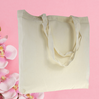 Torba bawełniana ecru 38x42cm z dnem i bokami uchwyt długi