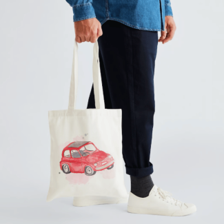 Torba bawełniana z nadrukiem - AUTO ecru