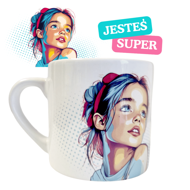 Kubek ceramiczny mały JESTEŚ SUPER 180ml dla dziewczynek na Dzień Kobiet