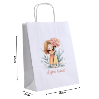 Torebki papierowe z nadrukiem DZIEWCZYNKI na dzień kobiet dla dziewczynek
