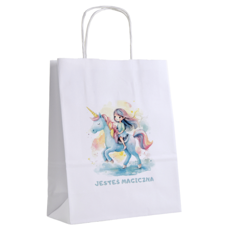 Torebki papierowe z nadrukiem JESTEŚ MAGICZNA na dzień kobiet dla dziewczynek