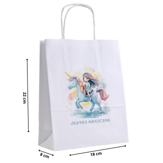 Torebki papierowe z nadrukiem JESTEŚ MAGICZNA na dzień kobiet dla dziewczynek