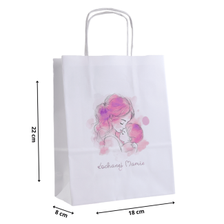 Torba papierowa z nadrukiem KOCHANEJ MAMIE torba na dzień mamy