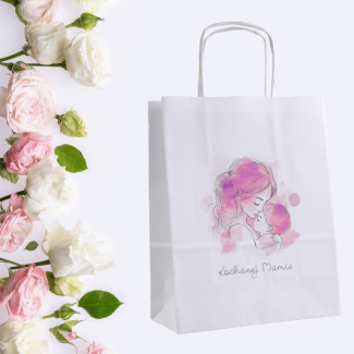 Torba papierowa z nadrukiem KOCHANEJ MAMIE torba na dzień mamy