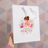 Torba biała 24x12x32cm z nadrukiem Kochanej Mamie na Dzień Mamy