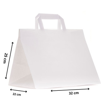 Torba papierowa 32x22x25 cm z uchwytem płaskim - biała