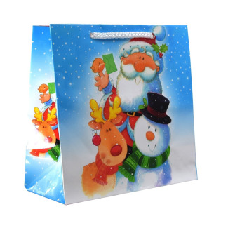 Torby ozdobne święta K0 Bałwanek 16x6x16 cm na Boże Narodzenie Mikołaja
