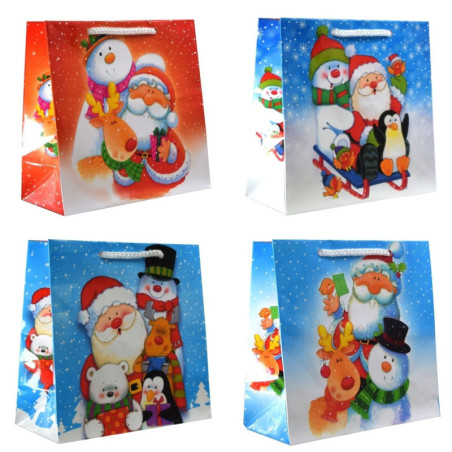 Torby ozdobne święta K0 Bałwanek 16x6x16 cm na Boże Narodzenie Mikołaja
