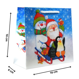 Torby ozdobne święta K0 Bałwanek 16x6x16 cm na Boże Narodzenie Mikołaja