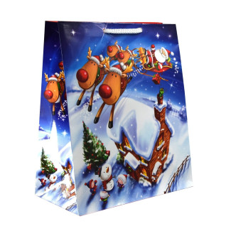 Torby ozdobne święta K1 Renifer 20x11x24 cm na Boże Narodzenie Mikołaja