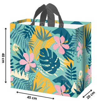 Torba MONSTERA różowa 45x20x40cm torebka na zakupy materiałowa mocna