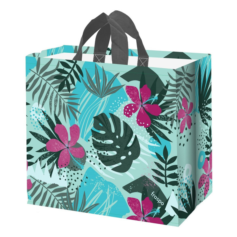 Torba MONSTERA fiolet 45x20x40cm torebka na zakupy materiałowa mocna