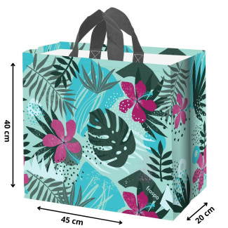 Torba MONSTERA fiolet 45x20x40cm torebka na zakupy materiałowa mocna