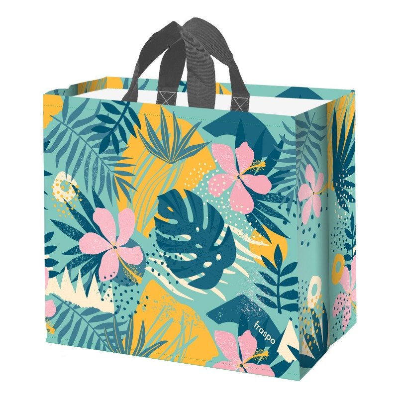 Torba MONSTERA różowa 45x20x40cm torebka na zakupy materiałowa mocna
