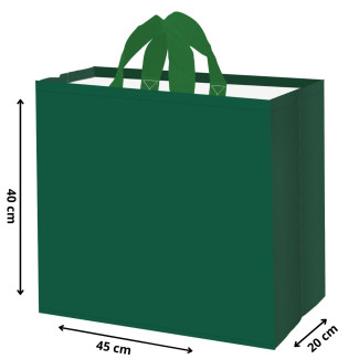Torba GŁADKA zielona 45x20x40cm torebka na zakupy materiałowa mocna