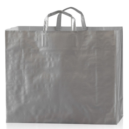 Torba LUX srebrna 41x14x34cm torebka na zakupy materiałowa mocna