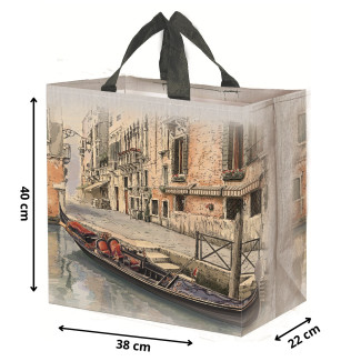 Torba Wenecja szara 38x22x40cm torebka na zakupy materiałowa mocna