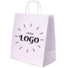 TORBY papierowe z NADRUKIEM 1+0 logo 30x17x34 białe /100sztuk