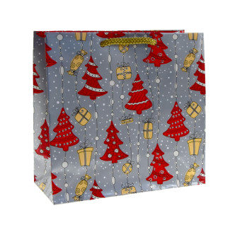 Torby ozdobne święta K0 Kropki 16x6x16 cm na Boże Narodzenie Mikołaja
