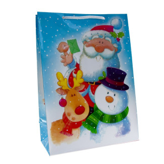 Torby ozdobne święta TL2 bałwanek 22x11x32cm na Boże Narodzenie Mikołaja