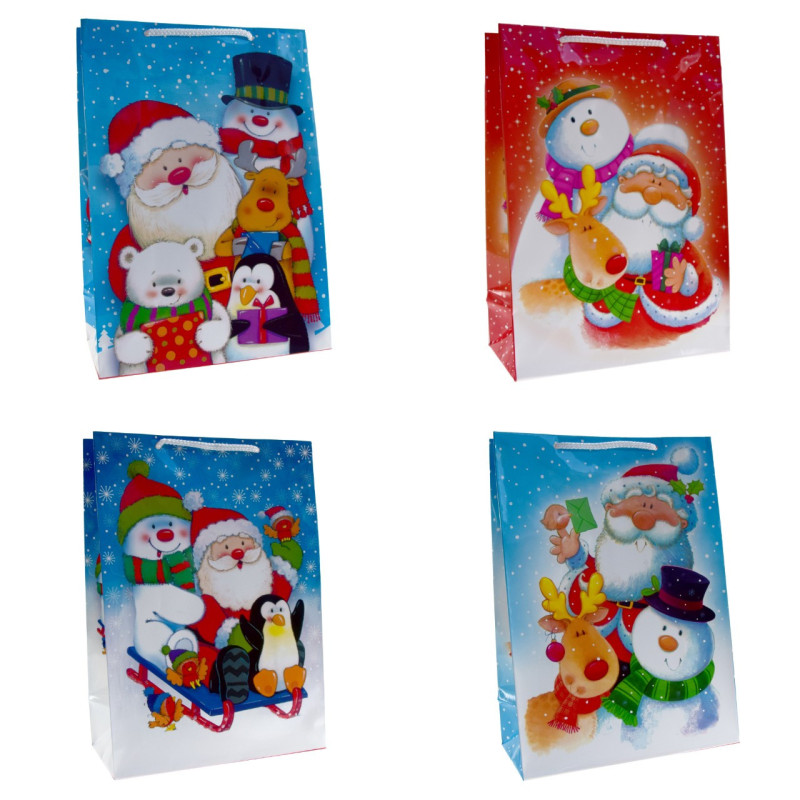 Torby ozdobne święta TL2 bałwanek 22x11x32cm na Boże Narodzenie Mikołaja