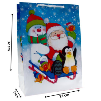 Torby ozdobne święta TL2 bałwanek 22x11x32cm na Boże Narodzenie Mikołaja