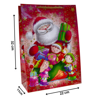 Torby ozdobne święta TL2 elfiki 22x11x32cm na Boże Narodzenie Mikołaja