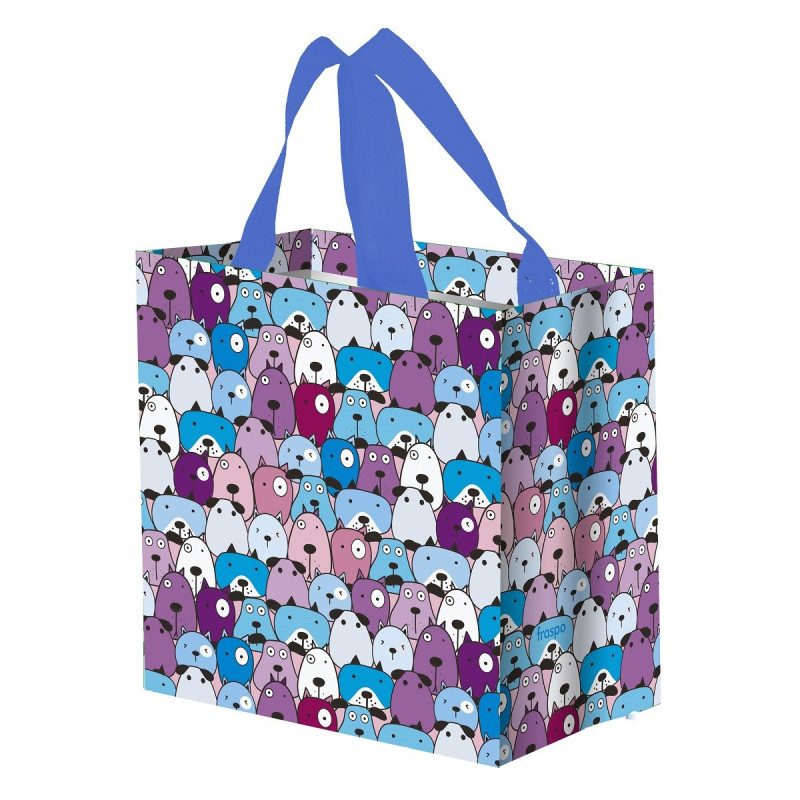 Torba mini PYSIAKI niebieskie 25x15x27cm torebka na zakupy materiałowa mocna