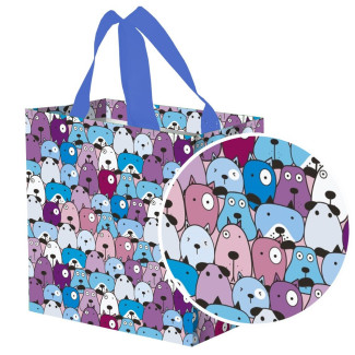Torba mini PYSIAKI niebieskie 25x15x27cm torebka na zakupy materiałowa mocna