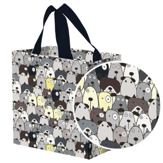 Torba mini PYSIAKI szare 25x15x27cm torebka na zakupy materiałowa mocna