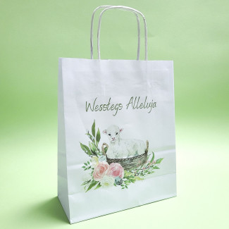 Torba papierowa z nadrukiem WIELKANOC baranek