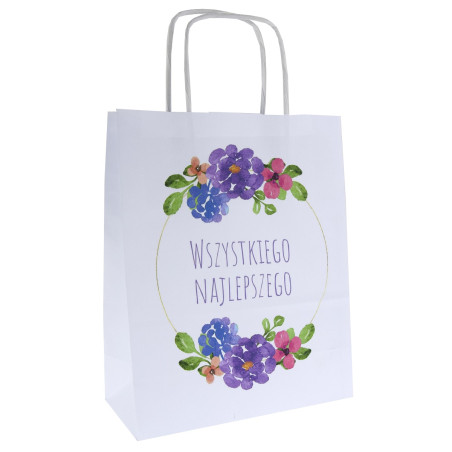 Torba papierowa z nadrukiem URODZINY fiolet