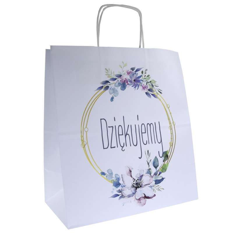 Torba papierowa 30x17x34 z nadrukiem DZIĘKUJEMY /A3 na ciasto