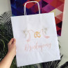 Torba papierowa 30x17x34 z nadrukiem DZIĘKUJEMY obrączki /A3 na ciasto weselne