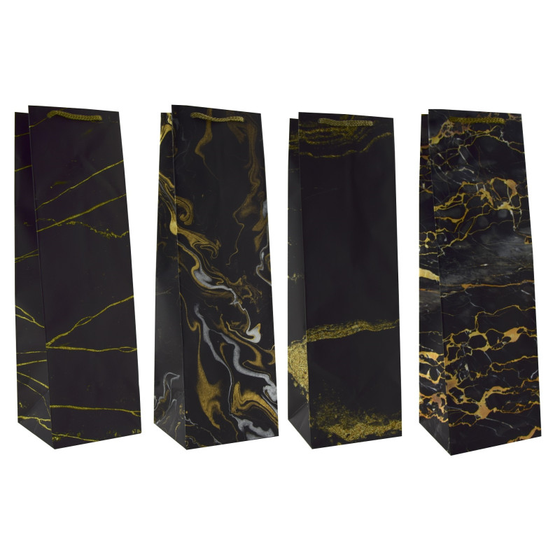 Torby PREZENTOWE KB czarna12x11x39cm -10 szt TOREBKI na prezenty TORBA ozdobna prezentowa TOREBKA laminowana