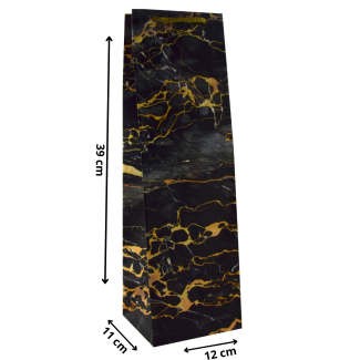 Torby PREZENTOWE KB czarna 12x11x39cm -10 szt TOREBKI na prezenty TORBA ozdobna prezentowa TOREBKA laminowana