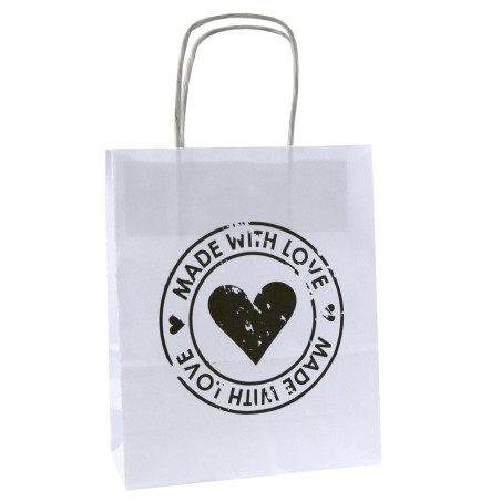 Torba papierowa z nadrukiem MADE WITH LOVE koło