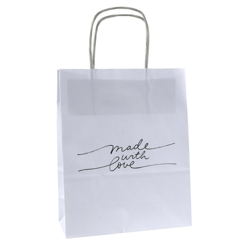 Torba papierowa z nadrukiem MADE WITH LOVE napis