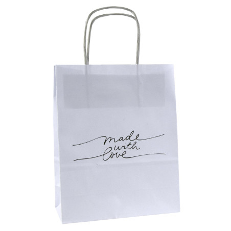 Torba papierowa z nadrukiem MADE WITH LOVE napis