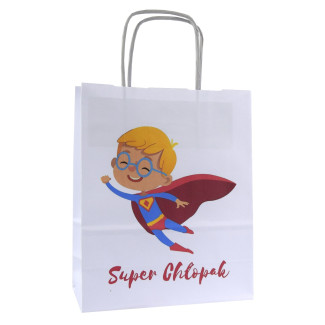 Torba papierowa z nadrukiem SUPER CHŁOPAK