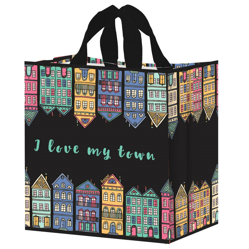 Torba MIASTO czarna 35x20x35cm torebka na zakupy materiałowa mocna