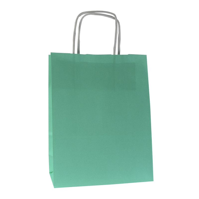 Torby papierowe zielone 18x8x22cm / 50 szt / TORBA mała na zakupy TOREBKI do sklepu