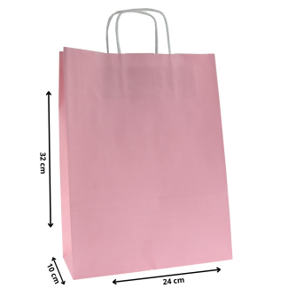 Torby papierowe różowe 24x10x32 cm / 50 szt / TORBA a4 na zakupy TOREBKI do sklepu