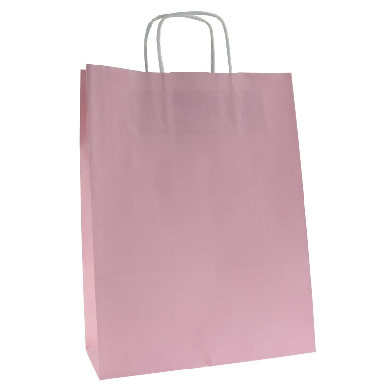 Torby papierowe różowe 24x10x32 cm / 50 szt / TORBA a4 na zakupy TOREBKI do sklepu