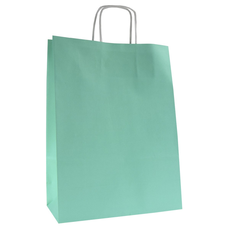 Torby papierowe zielone 24x10x32 cm / 250 szt / TORBA a4 na zakupy TOREBKI do sklepu